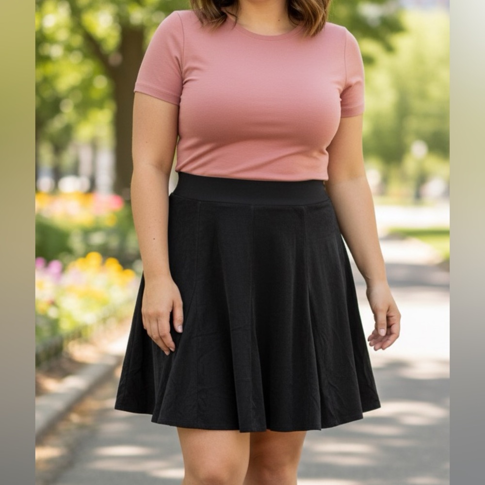 Chico’s Travelers Black Knit A-Line Midi Skirt Wrinkle-Resistant Travel Essentia